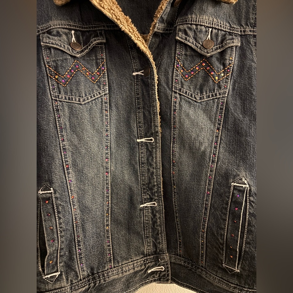 Vintage Wrangler Denim Coat with bling size Medium - Picture 4 of 8